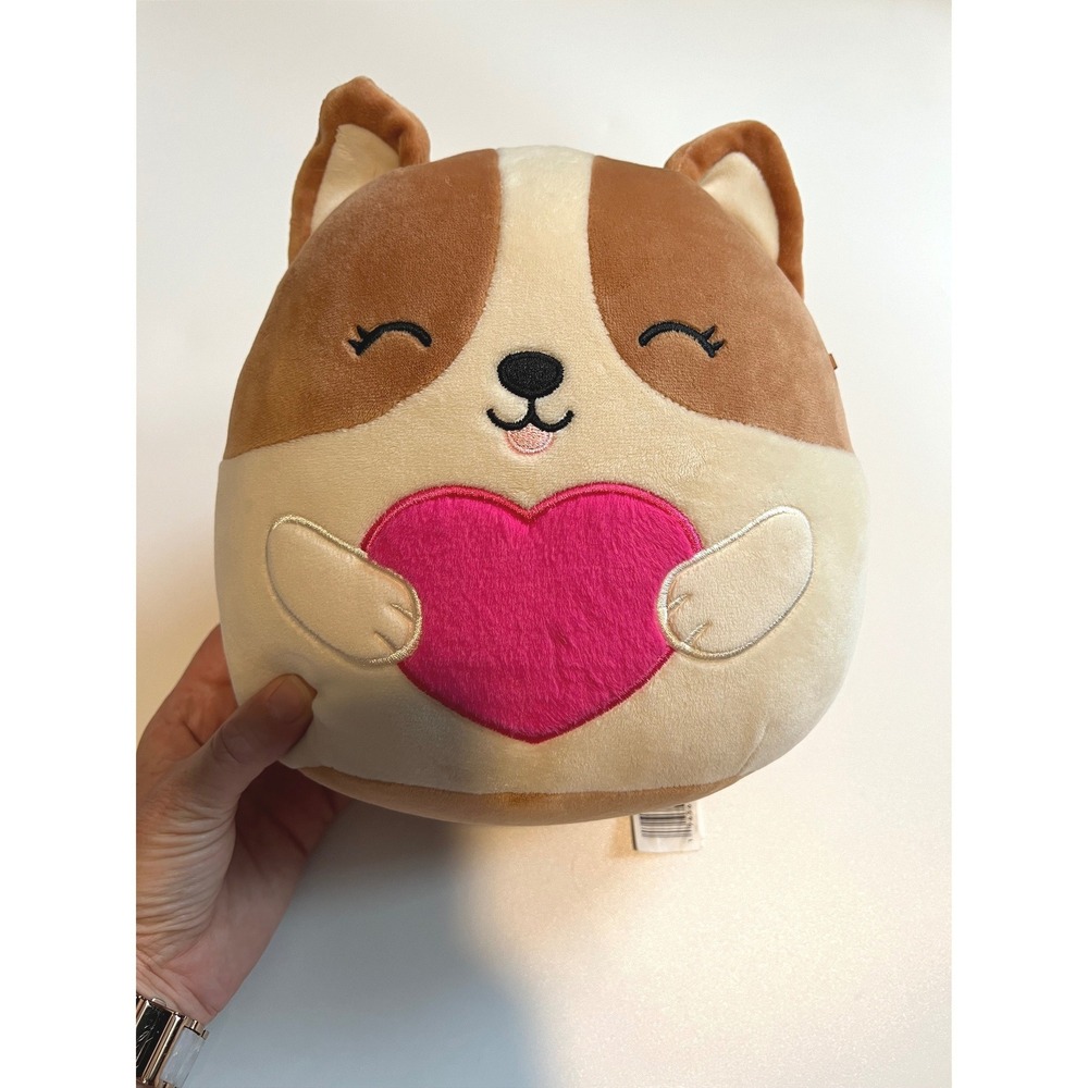 Squishmallows Regina the Corgi Dog Brown Pink Heart Plush Toy 9" Love Valentines